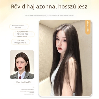 Egy darabos V-alakú clip-in hajkiegészítő hosszú egyenes hajhoz, puha volumen, hőálló szál, modell B1125, láthatatlan él