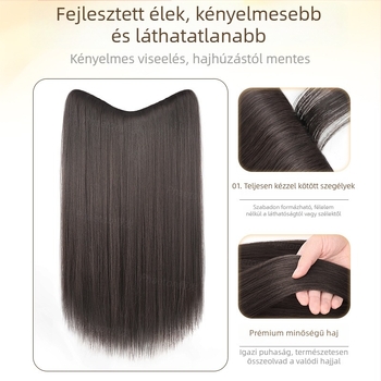 Egy darabos V-alakú clip-in hajkiegészítő hosszú egyenes hajhoz, puha volumen, hőálló szál, modell B1125, láthatatlan él