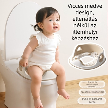 Gyerek WC-ülőke karfákkal, standard WC‑hez, PP anyagból, ajánlott 0–6 hónaptól 3–6 éves korig