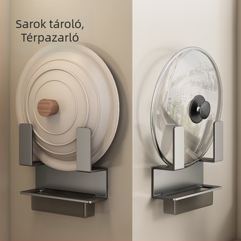 Fali konyhai tároló fedők és vágódeszkák számára, csavarozás nélküli telepítés, szénacél, Multifunkcionális, Falra szerelhető