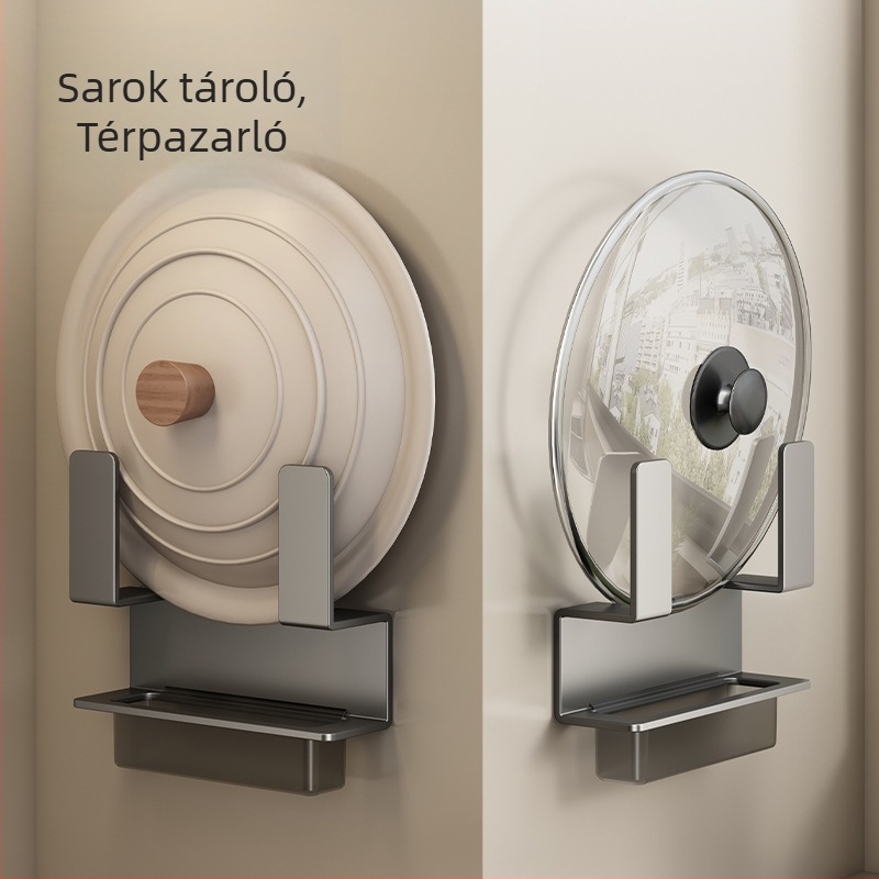 Fali konyhai tároló fedők és vágódeszkák számára, csavarozás nélküli telepítés, szénacél, Multifunkcionális, Falra szerelhető