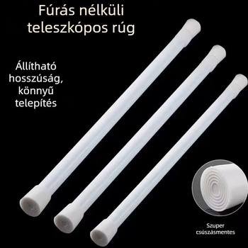 Lyukmentes teleszkópos rúd zuhanyfüggönyhöz, ajtófüggönyhöz és ruhaszárításhoz – telepítés nélkül, vasból, modern minimalista stílus