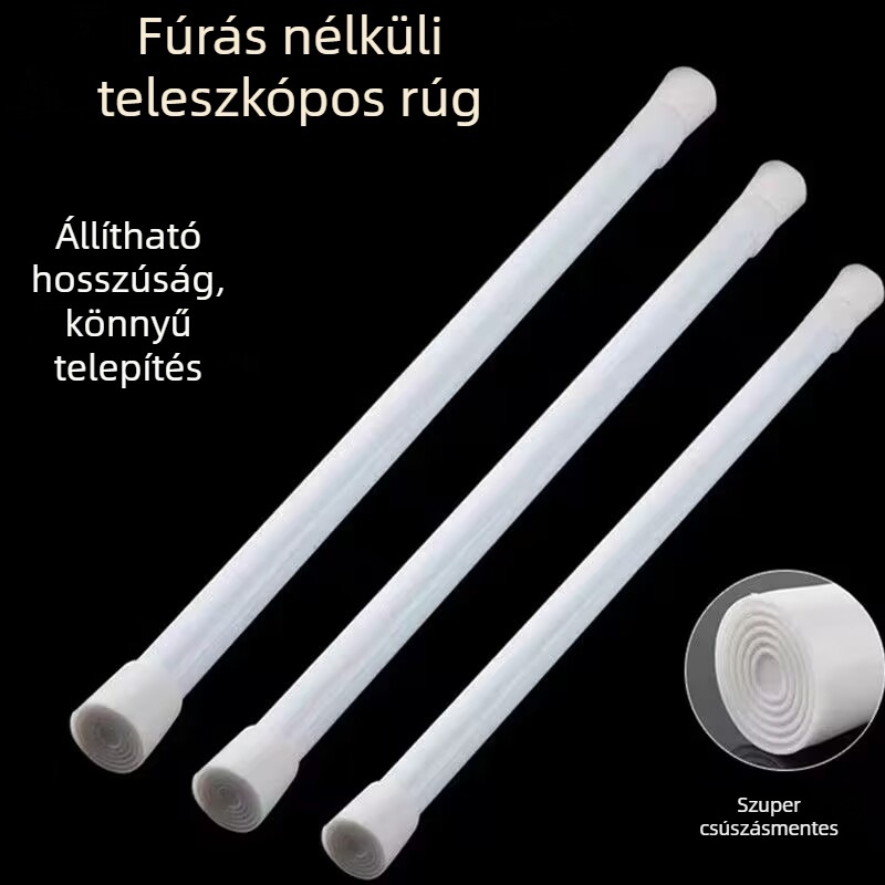Lyukmentes teleszkópos rúd zuhanyfüggönyhöz, ajtófüggönyhöz és ruhaszárításhoz – telepítés nélkül, vasból, modern minimalista stílus
