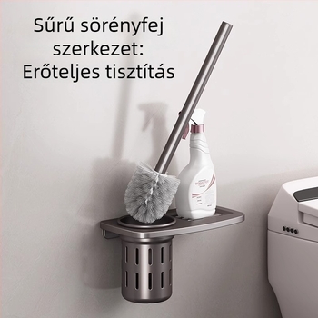 WC-kefetartó falra szerelhető, rozsdamentes acélból, 1 db, fúrás nélkül, holt zugok nélkül