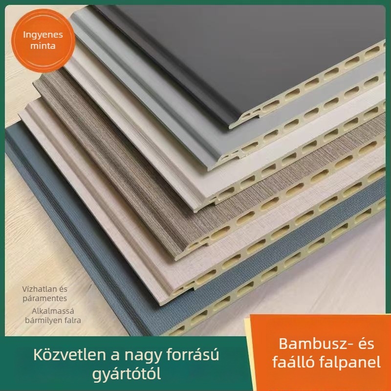 Integrált fal- és mennyezetpanel bambusz-fa rostból; sík, modern minimalist stílus; modellek 06–09; hangszigetelés 0,55; hővezetés 0,26