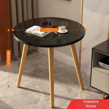 Kör alakú kávéasztal otthonra, modell 020, könnyű luxus stílus, összecsukható, fa váz és felső lemez sűrű farostlemezből