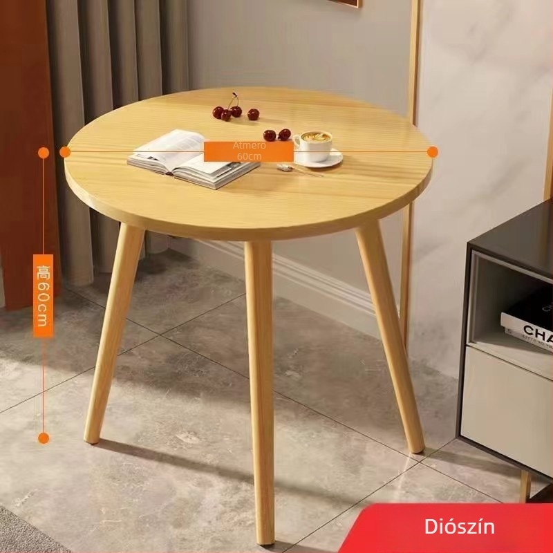 Kör alakú kávéasztal otthonra, modell 020, könnyű luxus stílus, összecsukható, fa váz és felső lemez sűrű farostlemezből