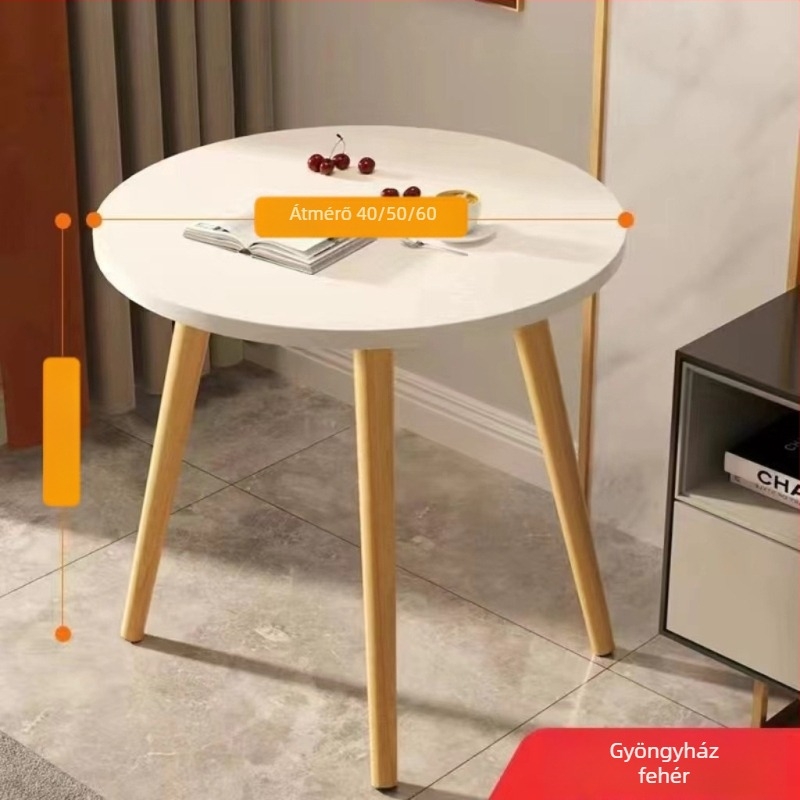 Kör alakú kávéasztal otthonra, modell 020, könnyű luxus stílus, összecsukható, fa váz és felső lemez sűrű farostlemezből