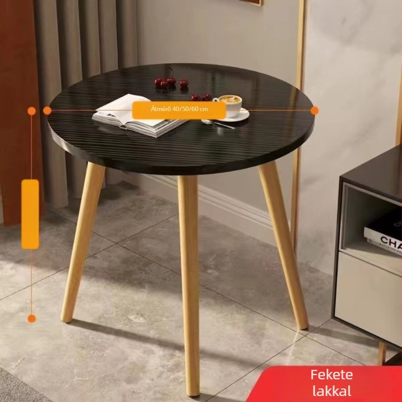 Kör alakú kávéasztal otthonra, modell 020, könnyű luxus stílus, összecsukható, fa váz és felső lemez sűrű farostlemezből