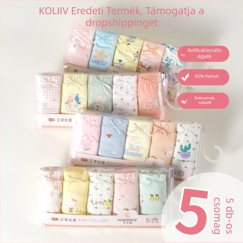 Lányok számára antibakteriális, 100% pamut boxer brief, Class A, nyomtatott mintával, 8 évesnél idősebbeknek.