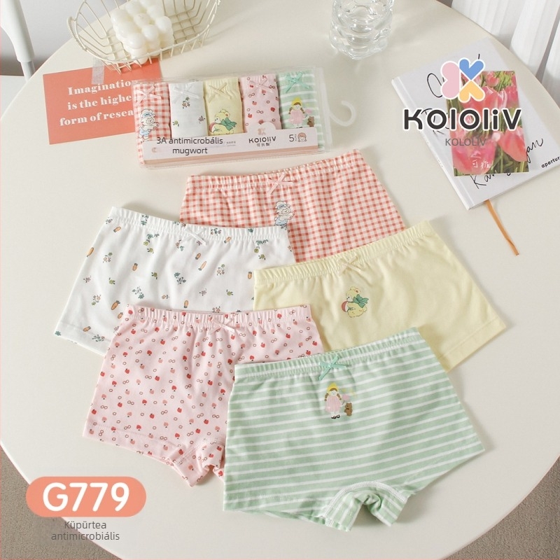 Lányok számára antibakteriális, 100% pamut boxer brief, Class A, nyomtatott mintával, 8 évesnél idősebbeknek.