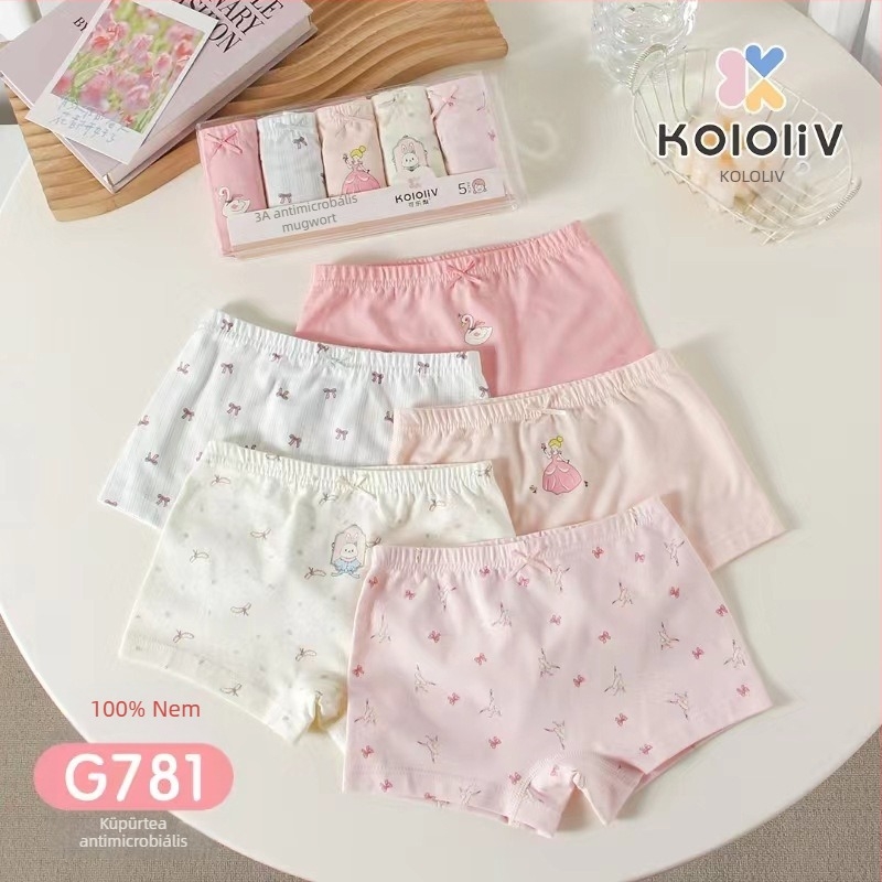 Lányok számára antibakteriális, 100% pamut boxer brief, Class A, nyomtatott mintával, 8 évesnél idősebbeknek.