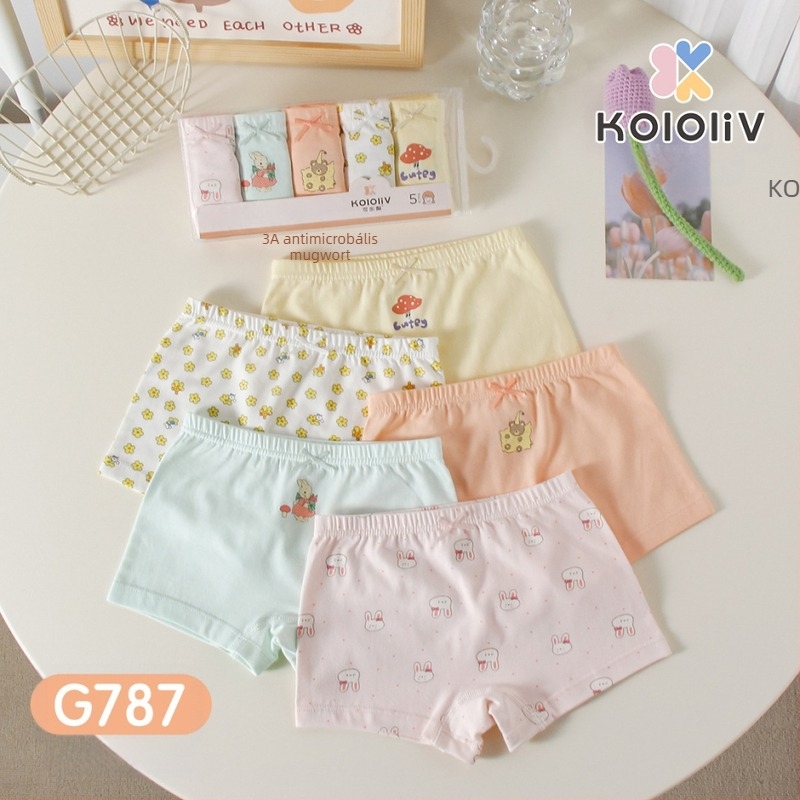 Lányok számára antibakteriális, 100% pamut boxer brief, Class A, nyomtatott mintával, 8 évesnél idősebbeknek.