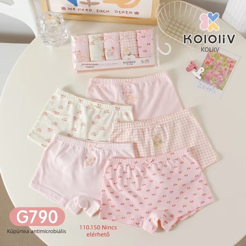 Lányok számára antibakteriális, 100% pamut boxer brief, Class A, nyomtatott mintával, 8 évesnél idősebbeknek.