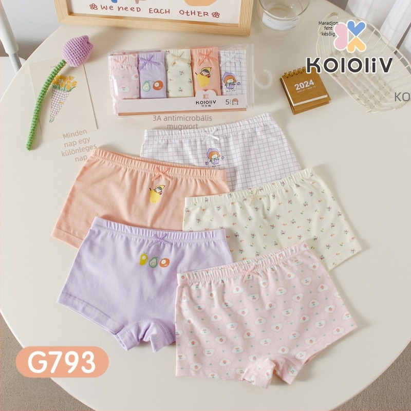 Lányok számára antibakteriális, 100% pamut boxer brief, Class A, nyomtatott mintával, 8 évesnél idősebbeknek.