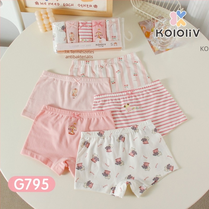 Lányok számára antibakteriális, 100% pamut boxer brief, Class A, nyomtatott mintával, 8 évesnél idősebbeknek.