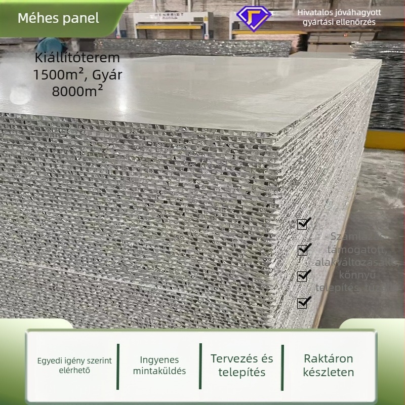 SPC panel alumínium felülettel, sík profilú, alumínium-plasztikus kompozitmaggal, modell 0.8, telepítési szolgáltatás elérhető, szállodák, lakások, irodák és konferenciatermek számára.