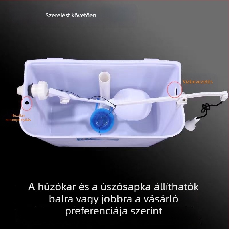 Kézzel működtethető öblítő tartály squat WC-hez — PP anyag, kézi nyomású öblítés, föld alatti szennyvíz-elvezetés, 3/6 L kapacitás