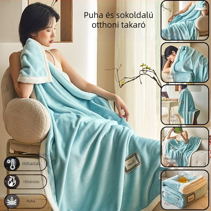 Poliészter korall pléd, négy évszakos használat, súly 0,55–1,0 kg