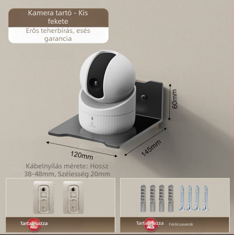 Fali polc szénacélból projektor, router és kamera számára – 1 szint, többsfunkciós, telepítés nélkül (ragasztóval)