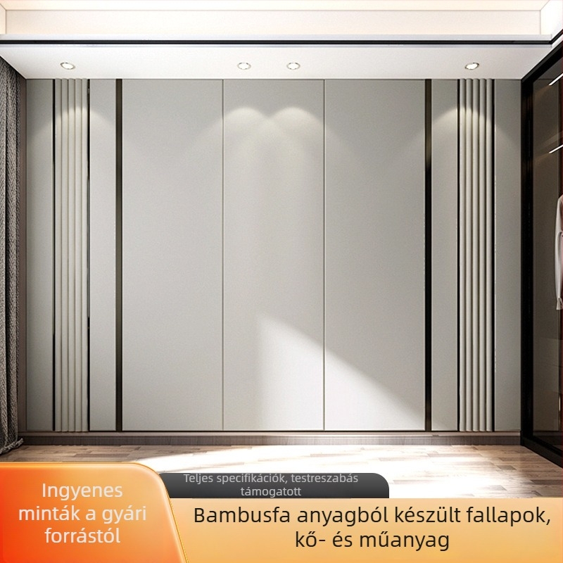 Bambuszrostból és kő‑műanyagból készült falpanel, V‑varrat, sík panel, új kínai stílus