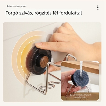 Fali fogkefetartó szívókoronggal — falra szerelhető, fúrás nélkül, ABS + rozsdamentes acél, Bydoll