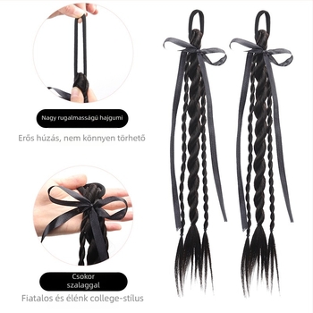 Bear Twisted Braid paróka nőknek — dupla csavart fonat, egyetemi stílus, hőálló huzalból készült haj