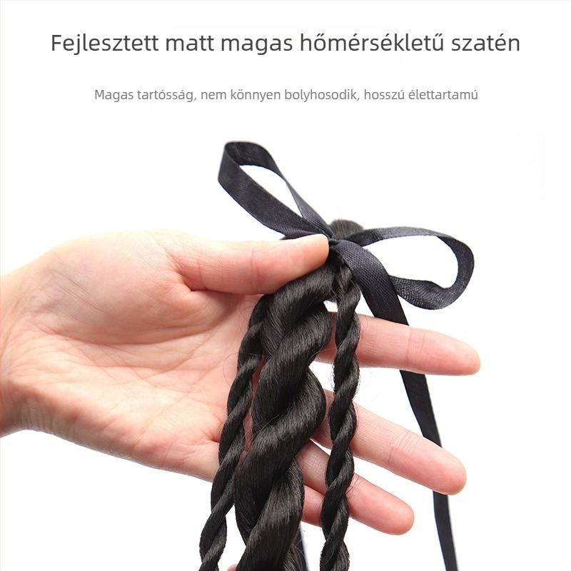 Bear Twisted Braid paróka nőknek — dupla csavart fonat, egyetemi stílus, hőálló huzalból készült haj