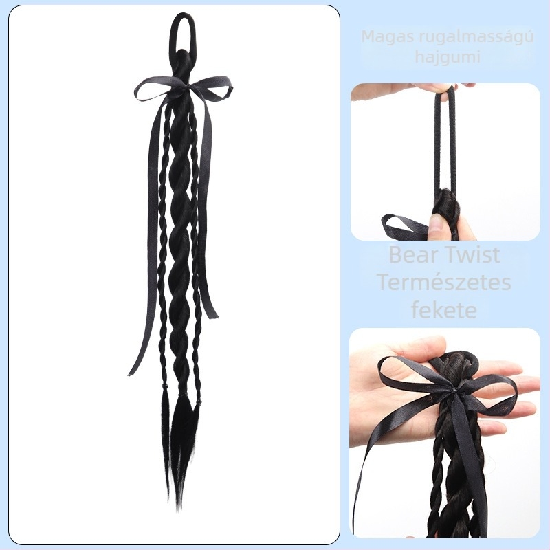 Bear Twisted Braid paróka nőknek — dupla csavart fonat, egyetemi stílus, hőálló huzalból készült haj