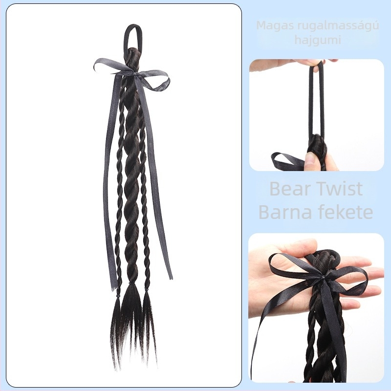 Bear Twisted Braid paróka nőknek — dupla csavart fonat, egyetemi stílus, hőálló huzalból készült haj