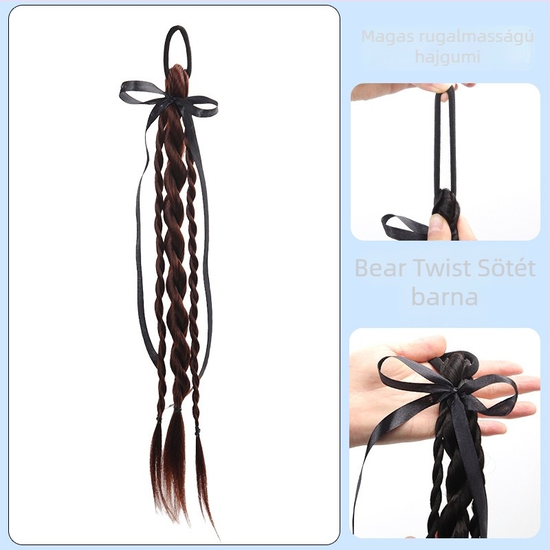 Bear Twisted Braid paróka nőknek — dupla csavart fonat, egyetemi stílus, hőálló huzalból készült haj