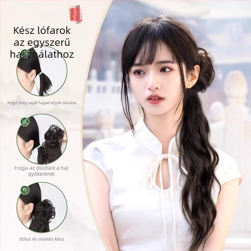 Alacsony elhelyezésű copparóka – hőálló szál, nem alkalmas forró festésre, minden bőrtónushoz és arcformához illeszkedik, modell: Wig ponytail