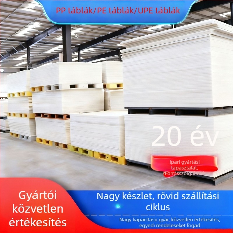 PP és PE lemezek, kopásállóak, élelmiszerbiztonságosak, alkalmasak akvakultúrához, kémiai korrózióállósághoz, környezetvédelmi és élelmiszer-feldolgozási alkalmazásokhoz