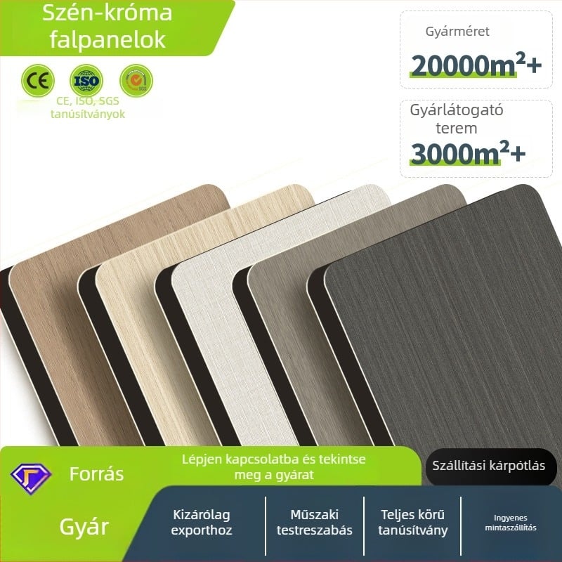 Fali panel fa mintás bevonattal – Carbon Crystal nagy panel, PVC, hangszigetelés 20 dB, hővezetés 0.125 W/mK