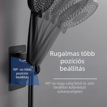 Zuhanyfej tartó fúrás nélküli, falra szívó rögzítés, ABS anyag, modern minimalista stílus, egy szintes fürdőszobai polc