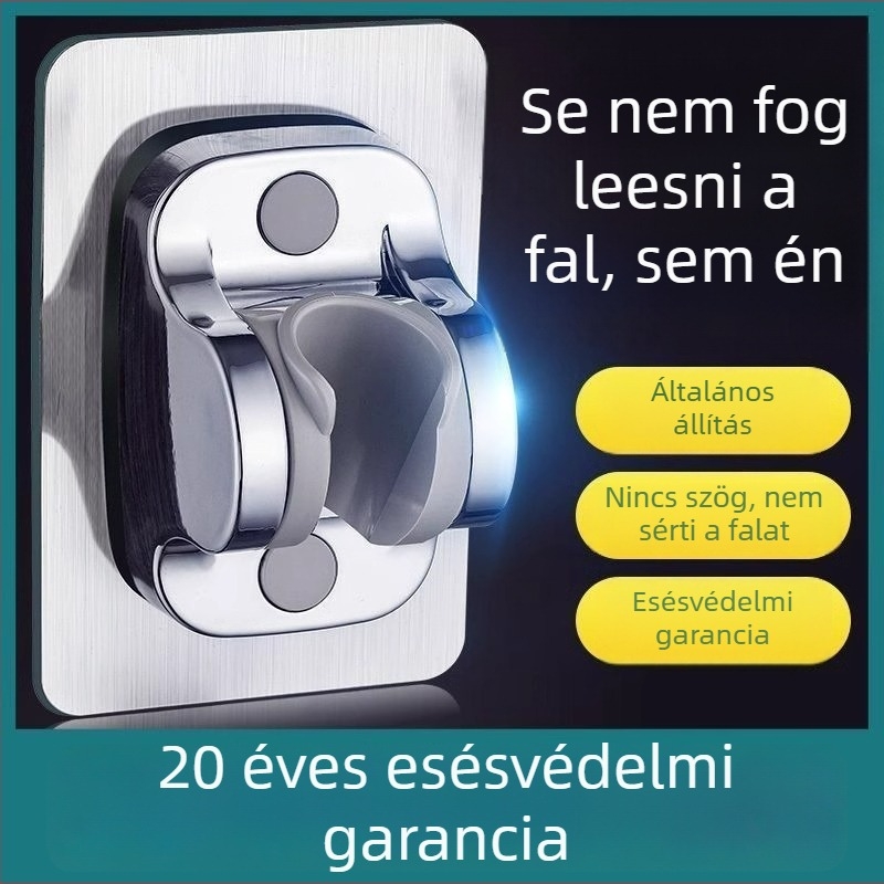 Zuhanyfej tartó fúrás nélküli, falra szívó rögzítés, ABS anyag, modern minimalista stílus, egy szintes fürdőszobai polc