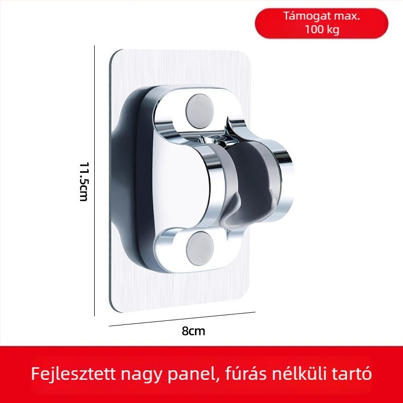 Zuhanyfej tartó fúrás nélküli, falra szívó rögzítés, ABS anyag, modern minimalista stílus, egy szintes fürdőszobai polc