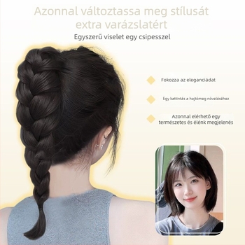 Ponytail paróka klipekkel — rögzítés mechanizmusa, haj magas hőmérsékletű szálakból, természetes megjelenés, nem alkalmas forró festéshez, márka Wenze Xiu