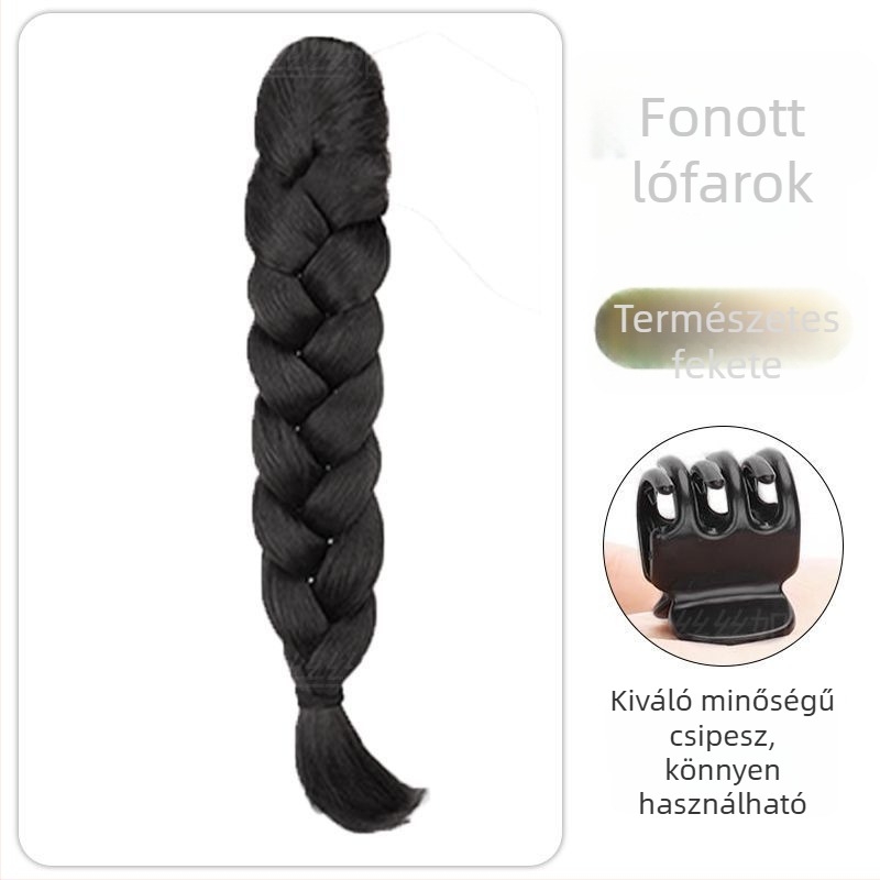 Ponytail paróka klipekkel — rögzítés mechanizmusa, haj magas hőmérsékletű szálakból, természetes megjelenés, nem alkalmas forró festéshez, márka Wenze Xiu