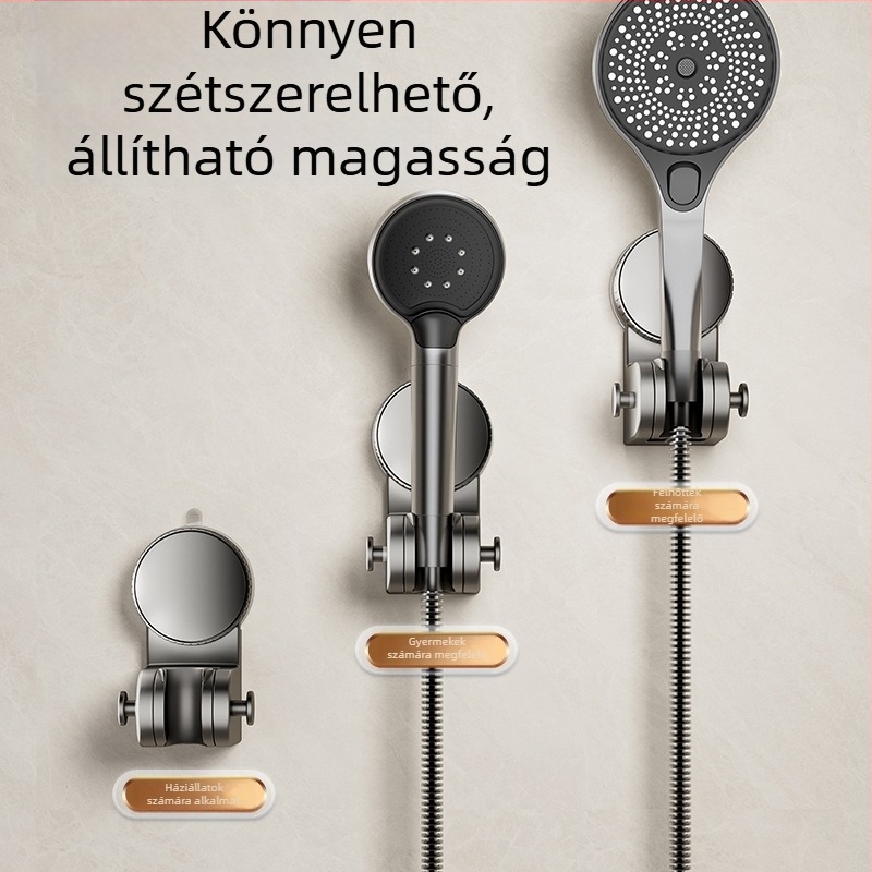 Vákuumos zuhanytartó — fúrás nélküli rögzítés, állítható alap a zuhanyfejhez, műanyag, modell 137