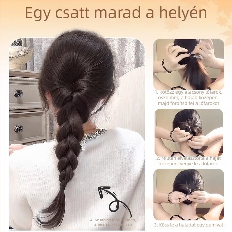Magas copfos paróka fonott stílussal - Hőálló szintetikus szálak, Modell Grip Braids, Volumen növelés