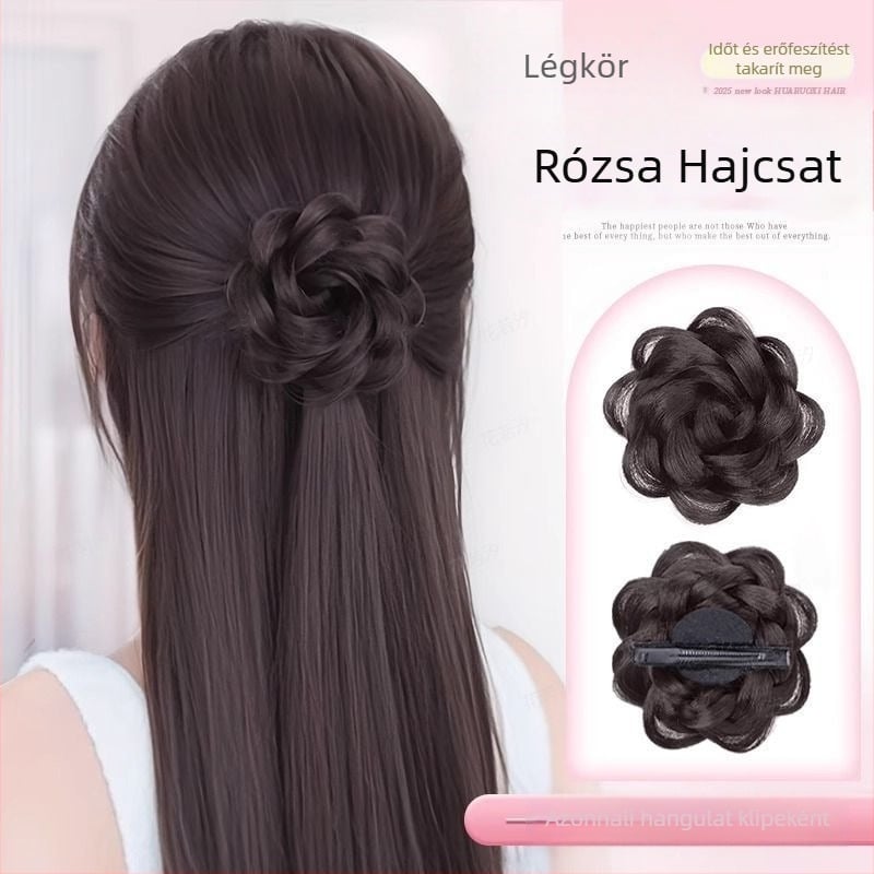 Póthajú paróka copfűhöz — Modell Rose Hair Clip, Anyag: magas hőmérsékletű selyem, Feldolgozás: mechanizált, Nem színezhető