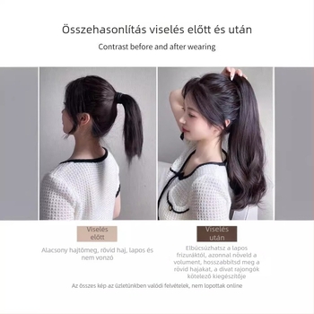 Lófarok paróka csattal, hosszú göndör haj, nagy hullámok, varrás nélküli, hőálló szintetikus szál