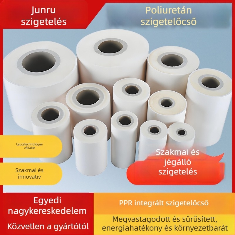 Rozsdamentes acélból készült poliuretán szigetelt cső, integrált kültéri alkalmazáshoz, egyedi kivitel; Szigetelés: Poliuretán; Hővezetés: 0,0209 W/mK; PU sűrűség: 40–60 kg/m³; Eredet: Wuhu