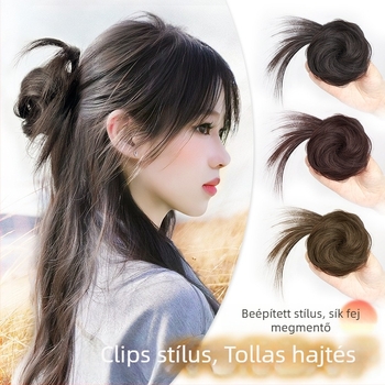 Ponytail paróka rögzítő klipszekkel, félkött virágos konty, hőálló szintetikus haj — Yunhui