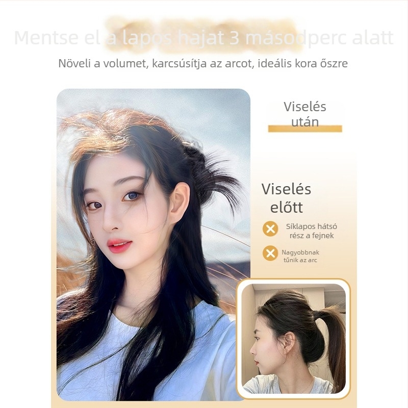 Ponytail paróka rögzítő klipszekkel, félkött virágos konty, hőálló szintetikus haj — Yunhui