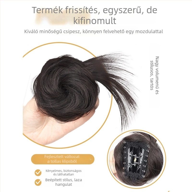 Ponytail paróka rögzítő klipszekkel, félkött virágos konty, hőálló szintetikus haj — Yunhui