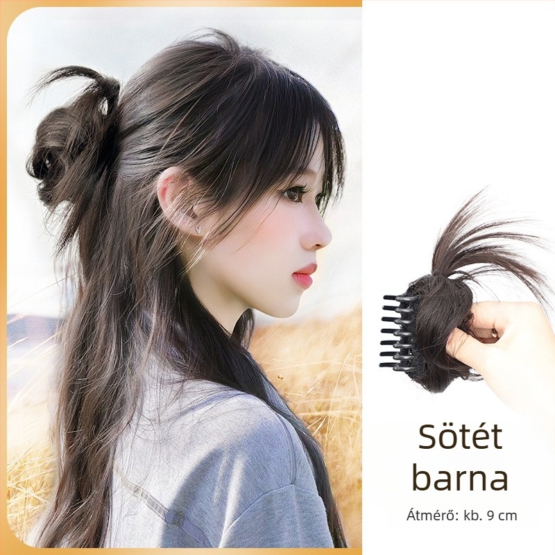 Ponytail paróka rögzítő klipszekkel, félkött virágos konty, hőálló szintetikus haj — Yunhui