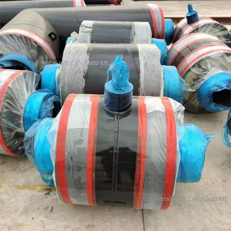 Poliuretán szigetelésű acél hüvelyes csőidomok: könyök és Tee, Juyou DN500, fűtési rendszerekhez