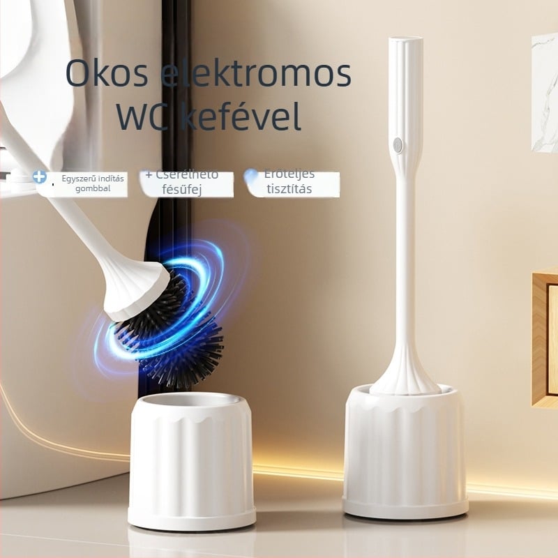 Elektromos WC-tisztító falra szerelhető bázissal, modell MZ-008, mechanikus működés, USB-töltés, időzítő nélkül